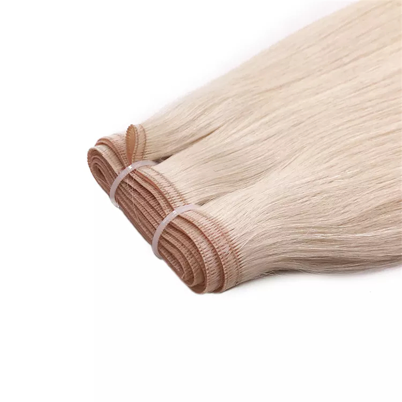 Wholesale Blonde Color 60# Russian Hair Flat Weft Top Grade Flat Weft Hair Extension